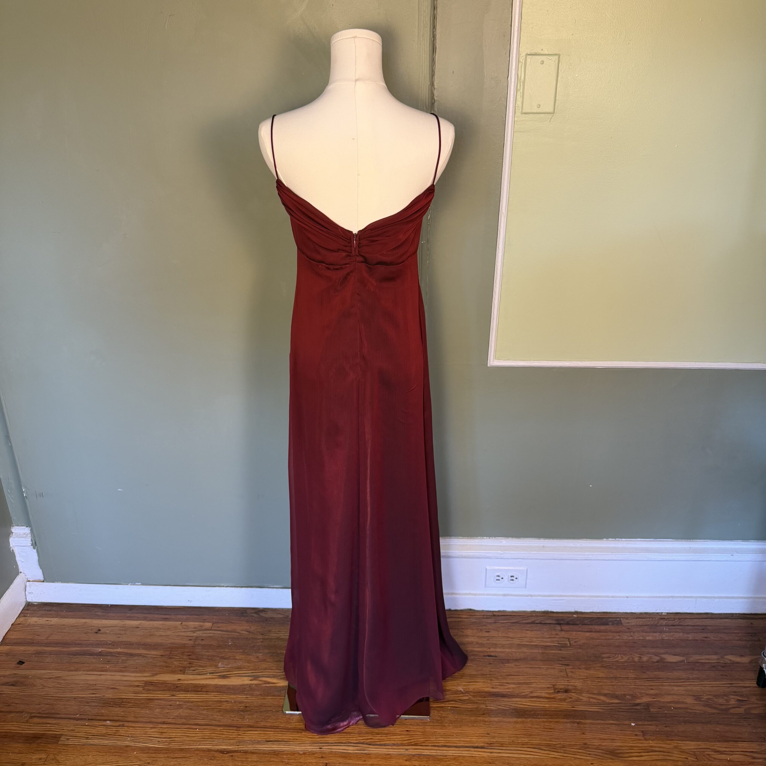 vintage 90s crimson red satin whimsigoth split front maxi formal dress - Image 3