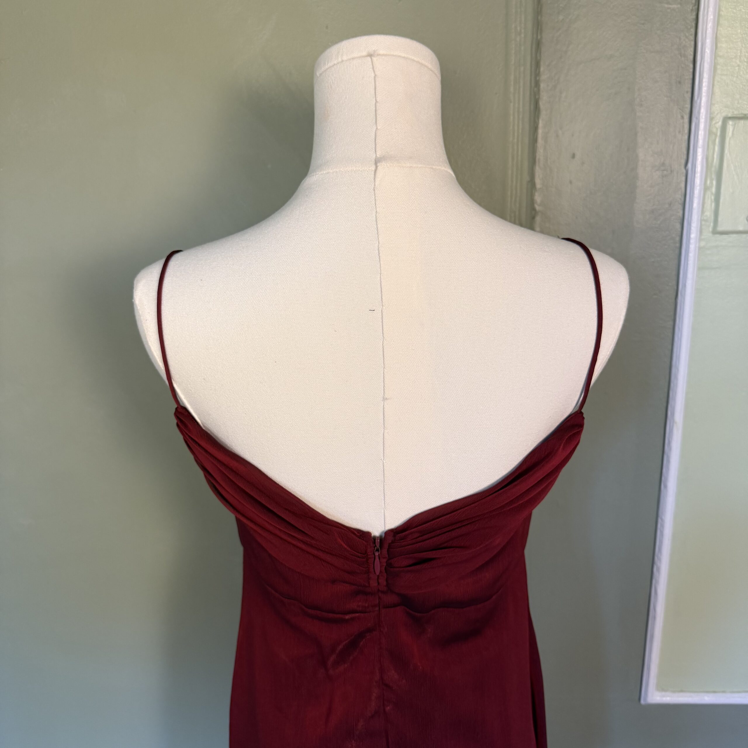 vintage 90s crimson red satin whimsigoth split front maxi formal dress - Image 5