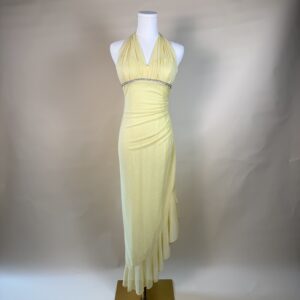vintage jump yellow babydoll asymmetrical maxi dress